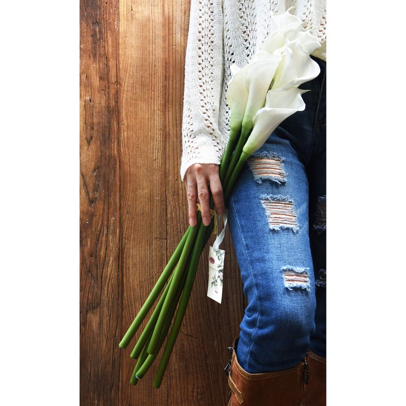 FiveSeasonStuff Real Touch Calla Lily Artificial Flowers, Wedding Bridal Floral Arrangements (25'' 6 Long Stems, Spring White) - Image 2